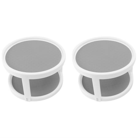 

2 Pack Non Skid Turntable Cabinet Organizer 2 Tier 360 Degree Rotating Spice Rack 10 Inch Display Stand White/Gray
