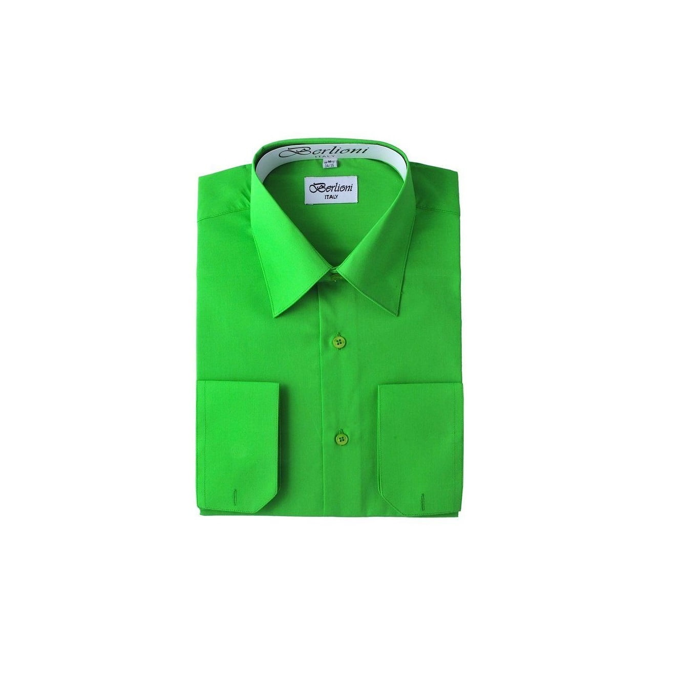 Berlioni Italy Mens Convertible Cuff Solid Long Sleeve Dress Shirt Khaki 