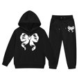 thumbnail image 2 of Angala 2 Piece Outfits For Girls Hooded Long Sleeve Bowknot Print Sweatshirt With Jogger Pants Set Girls Fall Season Wear Clothes, 2 of 3