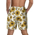 thumbnail image 4 of Goofa Sunflowers and Bees Printed Men's Swim Trunks Board Shorts Quick Dry Mens Swimming Trunks with Compression Liner,Breathable Fit Hawaii Beach Shorts-, 4 of 9