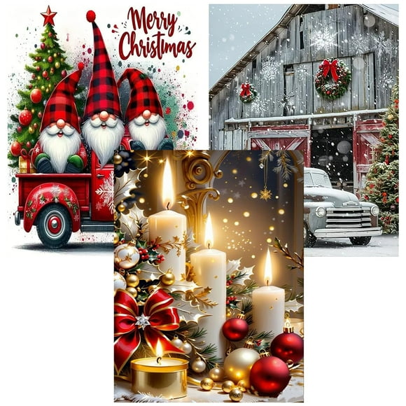 Diamond Art Kits Meothan Christmas, paquete de 3 para adultos, 30 x 40 cm