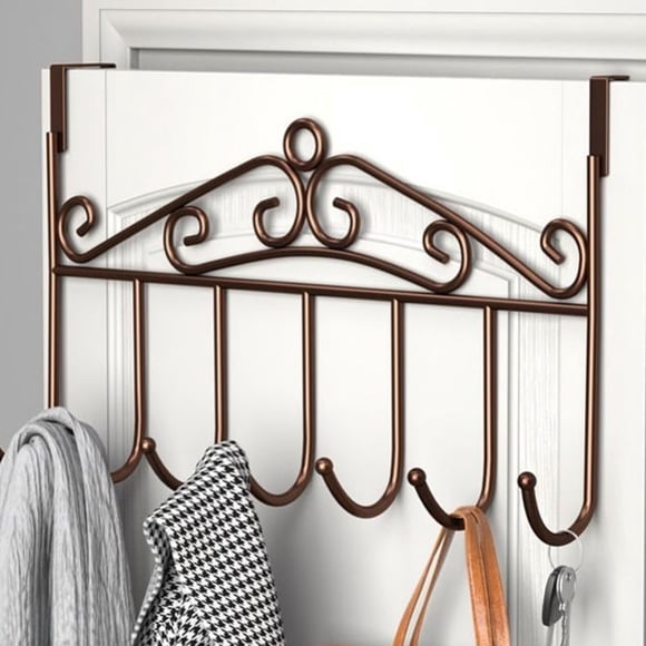 No Drill Door Hooks for Coats, Heavy Duty Wall Mounted Coat Rack with Non-Marking Pads, Space Saving U-Shaped Hanger for Bathroom Bedroom Entryway in White Black Bronze, Brown