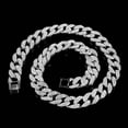 thumbnail image 4 of HH Bling Empire Mens Silver or Gold Miami Cuban Link Chains,Bling Iced Out Diamond Cuban Necklaces,Hip Hop Chains 15mm/16-30 Inches (Silver-16"), 4 of 10