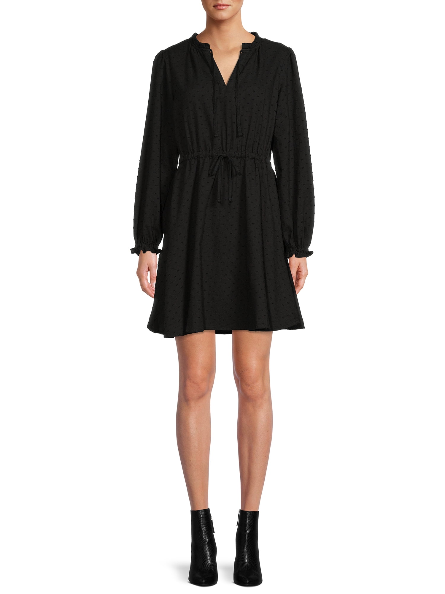 Tru Women's Long Sleeve Peasant Dress 