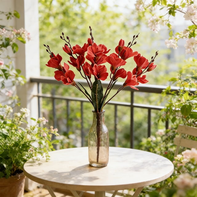 Linnome Spring Artificial Flower Decor Plastic Flower Branch for Wedding Home Table Festival Party Decoration 16.92in