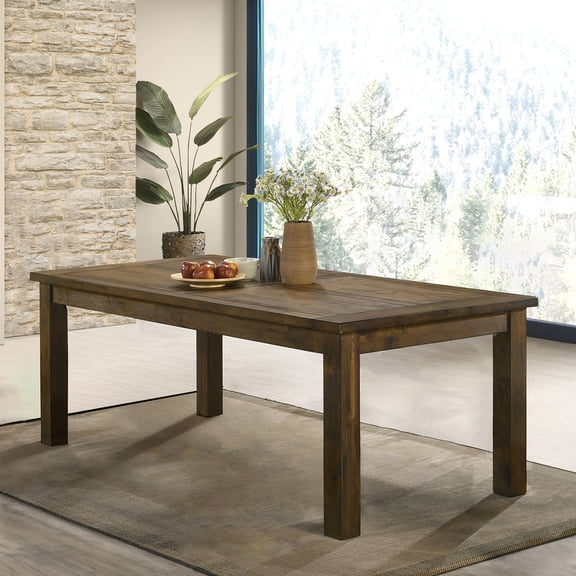 LiviNest Farmhouse Dining Table Solid Wood: Rustic Golden Brown Rectangular Table for 8 - Country Style Dining Room Furniture for Rural Inn & Farmhouse Interiors
