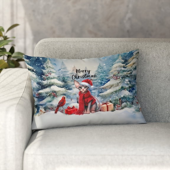 Merry Christmas Sphynx Enjoys Catmas Winter Xmas Holiday Pillowcase Double Sided Cat Lover Kitten Owner Gifts Idea Pillow Case Covers - 02022