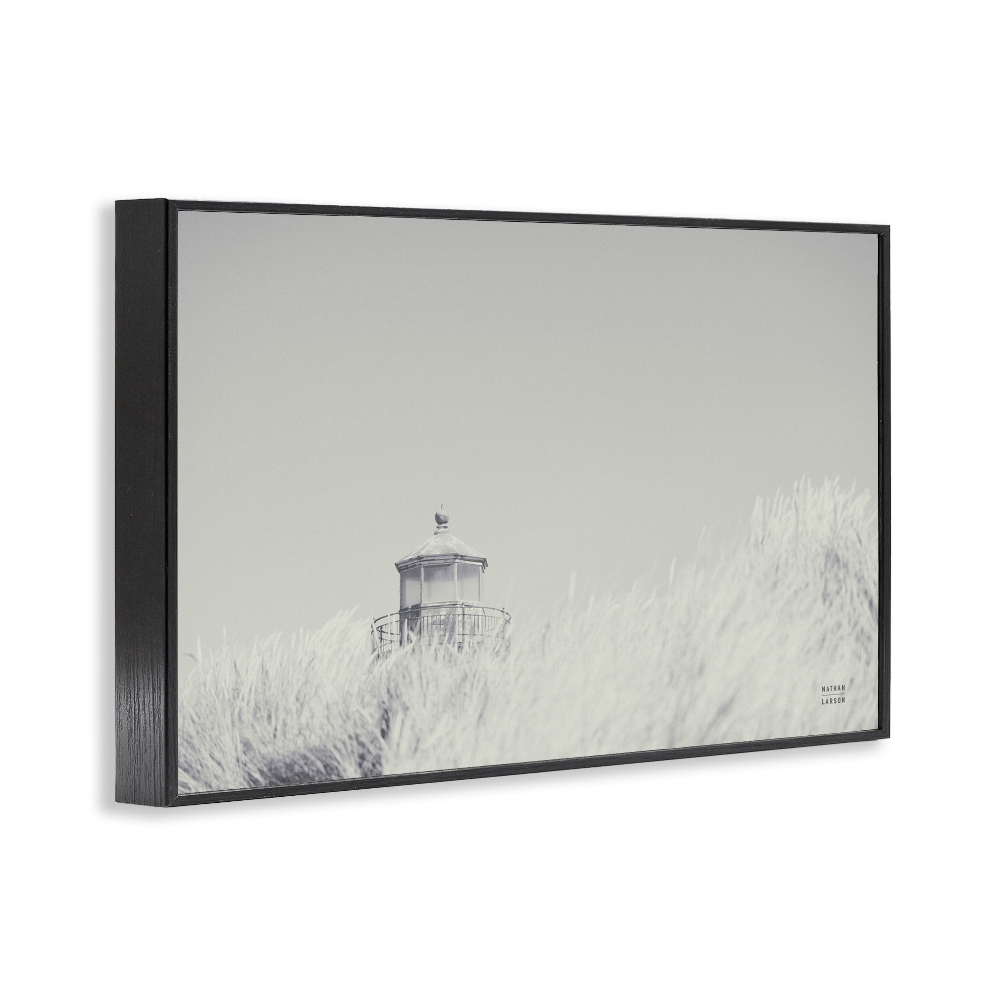 Stupell Industries Grey Lighthouse View Landscape Photography Black Framed Art Print Wall Art, 18 x 12