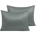 thumbnail image 1 of Zippered Satin Pillow Cases for Hair and Skin, Luxury Standard Hidden Zipper Pillowcases Set of 2, 20 x 26 Inches, Dark Grey, 1 of 7