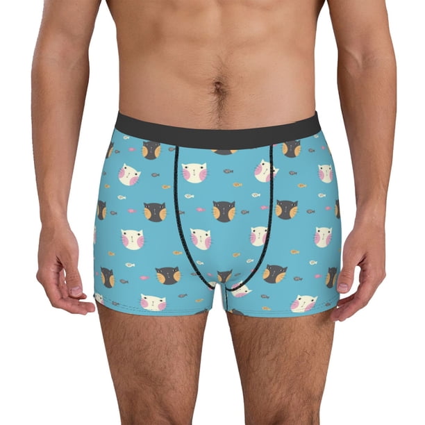 Balery Cat Fish Calzoncillos bóxer para hombre, ropa interior de algodón suave y transpirable con cinturilla de nailon-Medium