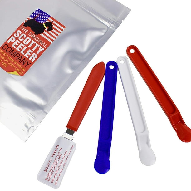 Scotty Peelers Label & Sticker Remover - 3 Plastic Red, White, Blue and 1 Metal Blade with Cover - Walmart.com - Walmart.com