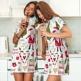 thumbnail image 4 of Easygdp Snowflakes Santa Claus Camisón de manga corta para mujer, informal, estampado, 4 of 6