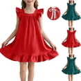 thumbnail image 1 of JDQJBZ Baby Girl Sleeveless Dress Ruffle Hem Large Bow Back Summer Party Outfit, 1 of 5