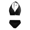 thumbnail image 4 of Sngxgn Womens Two Piece Swimsuits Wrap Front Bikini High Waisted Bottom Tummy Control Bathing Suits Swimwear(Black,L), 4 of 5