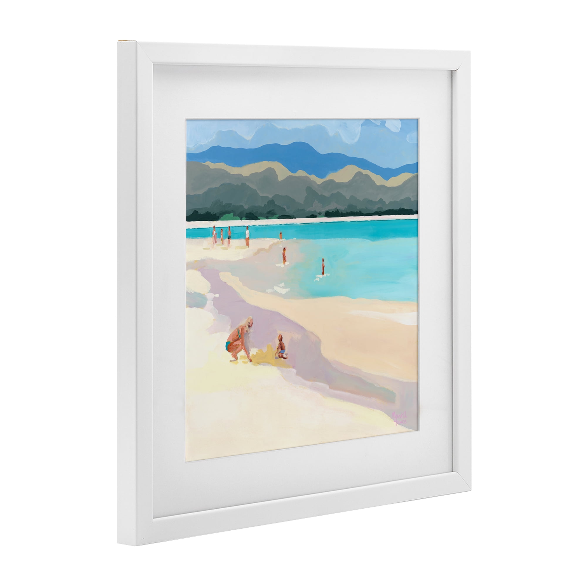 Stupell Industries Mother & Child Beach Scene White Framed Print Under Glass, design by Meredith Howse