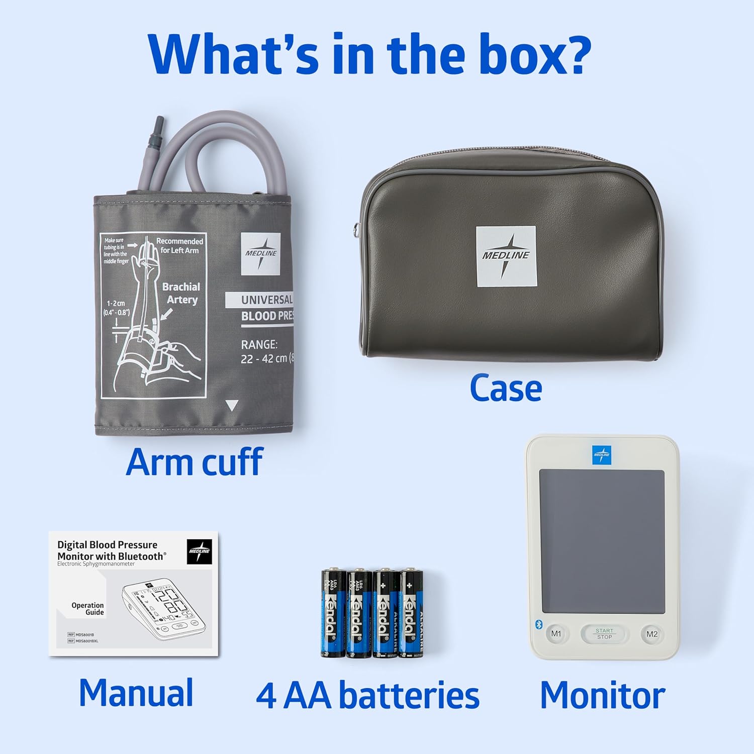 Medline Bluetooth Blood Pressure Monitor, Upper Arm Cuff, Digital LCD Display