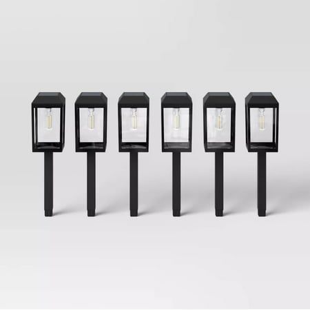 

6pk Window Lantern Solar LED Outdoor Path Lights Matte Black - Threshold™
