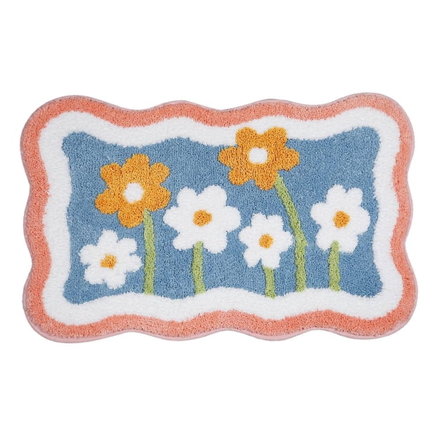 Alfombrilla de baño de microfibra ultra suave, alfombra de margaritas brillantes para baño y cocina, con alta absorción y respaldo de goma antideslizante, alfombrilla de piso de secado rápido con