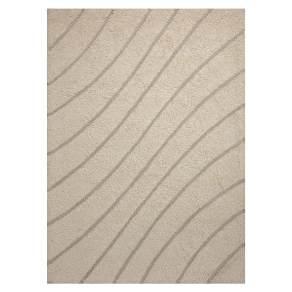 Woven Trends Gregory Area Rug PEL691 Contemporary/Modern Style, Hand Carved Pattern, Pet & Family Friendly, Living Room, Dining Room, Office, Hand Made Wool Area Rug in Cream - 5' x 8'