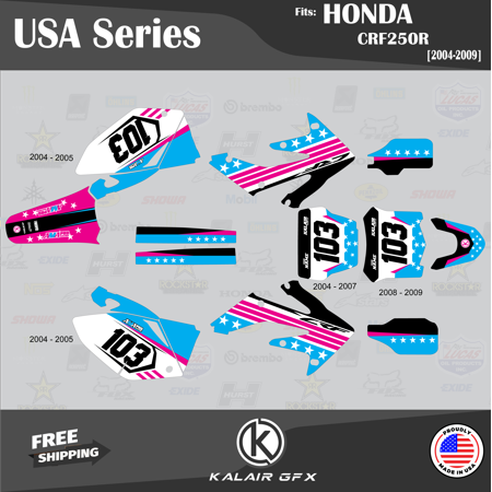 Kalair GFX Graphics Kit for Honda CRF250R (2004-2009) Usa Series