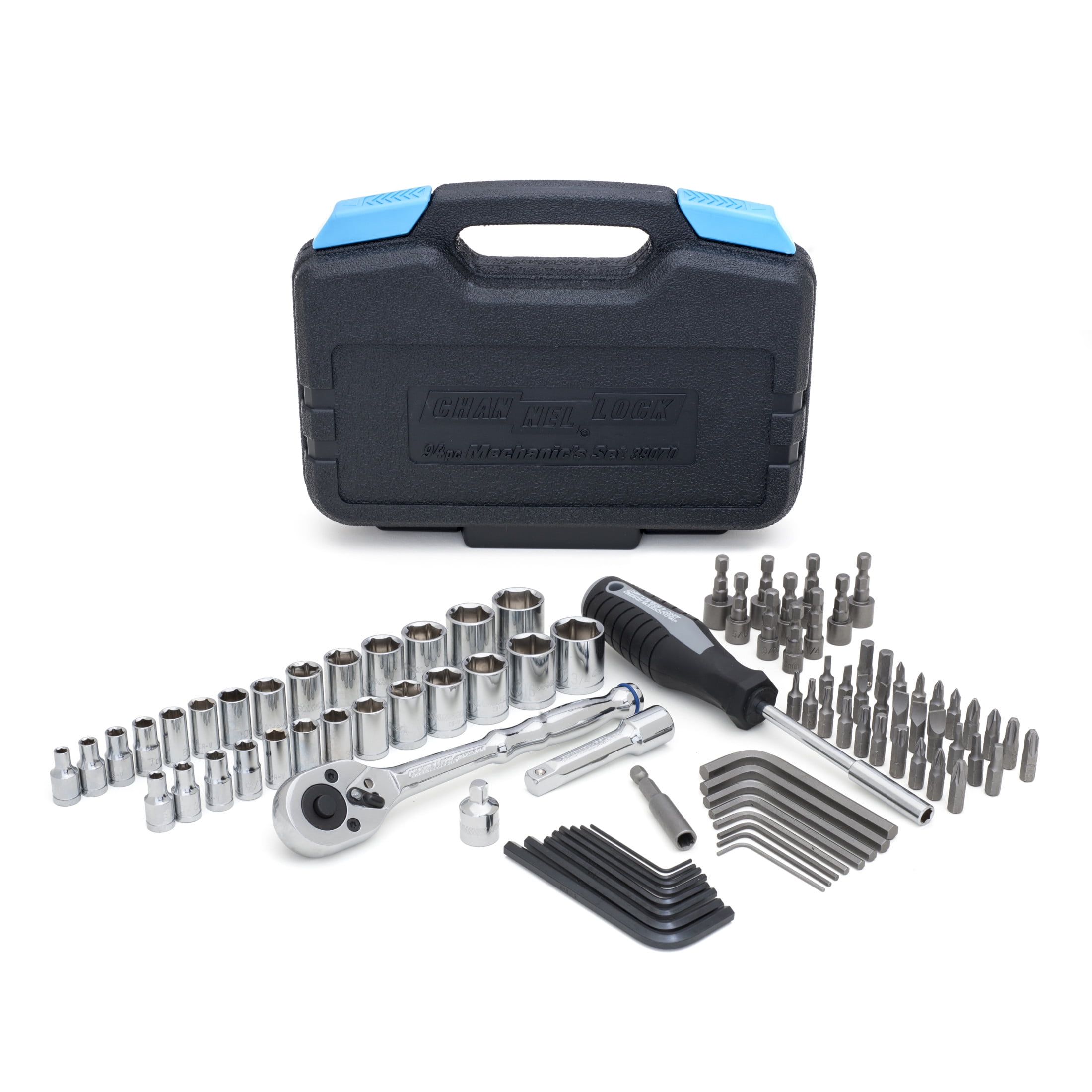 CHANNELLOCK Mechanic's Tool Set, Includes Standard and Deep-Well SAE and Metric Sizes, Durable Molded Case, 94 pieces (39070)