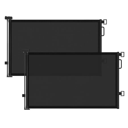 Retractable Gates 2 Pack 55 Wide Mesh Dog Gate Indoor 34 Tall For Stairs Doorways Hallways Deck Pet Safety Outdoor Home Use Black