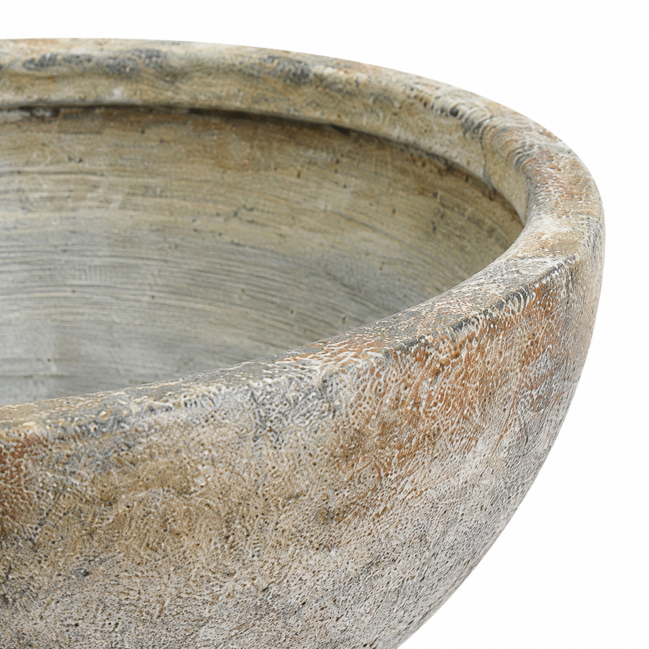DecMode 11" Round Dark Gray Ceramic Decorative Bowl with Brown Accents and Three Round Legs