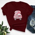 thumbnail image 1 of Cadeau de Saint-Valentin pour Femmes Mode Col Rond Imprimé T-shirt à Manches Courtes Décontracté Ample Hauts, 1 of 6