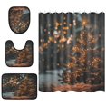 thumbnail image 2 of 4-Piece Bathroom Set with Waterproof Shower Curtain with Non-Slip Bath Mat, U-Shaped Mat & Toilet Lid Cover A Glowing Christmas Tree, 2 of 8
