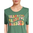 thumbnail image 4 of PositiviTees Women's Fall Graphic T-Shirt, Seasonal Short Sleeve Tee Thankful Trio, Sizes S-3XL, 4 of 5