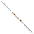 thumbnail image 3 of Gem Stone King 925 Silver and 10K Yellow Gold White Moissanite and Ecstasy Mystic Topaz and White Lab Grown Diamond Bracelet for Women (1.96 Cttw, Gemstone, Oval, Wheat Chain, 6.5 inches), 3 of 5