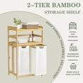Bag Sortation Rack 100L Bamboo Laundry Hamper with 2 Removable Bags, 2-Tier Laundry Sorter ...