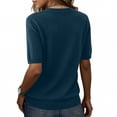 thumbnail image 4 of Resicozy Womens Short Sleeve Sweaters Cropped Crewneck Business Casual Lightweight Sweater Tops 2026 Spring Summer Sweaters Dark Blue S, 4 of 7