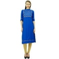 thumbnail image 3 of Bimba Womens Rayon Designer Tunic Lace Detail Yoke Kurtis Top Straight Blouse, 3 of 9