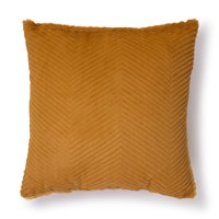 Mainstays Cheviot Fur Decorative Throw Pillow, 18" x 18", Golden Mustard