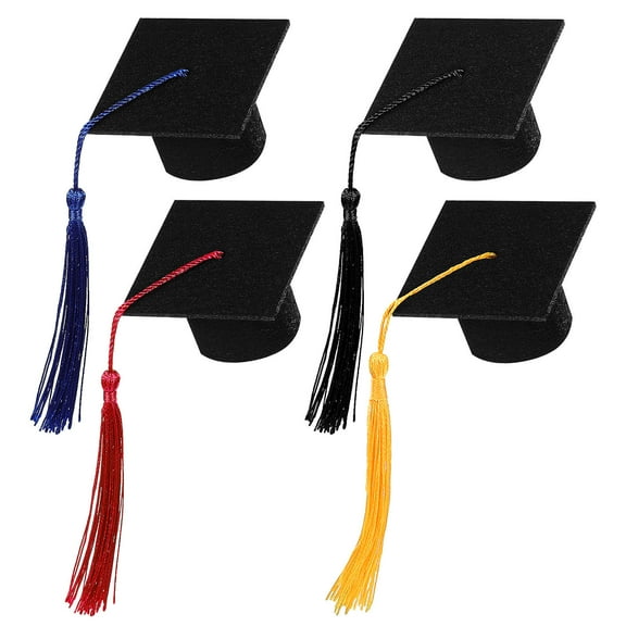 Hytrove Mini Graduation Caps Yellow Felt 4Pcs 2.16X2.16X1.18In