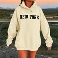 thumbnail image 4 of New York Hoodies for Women 2025 Fall Winter Long Sleeve Hooded Sweatshirt with Pockets Pullover Tops Streetwear, 4 of 5