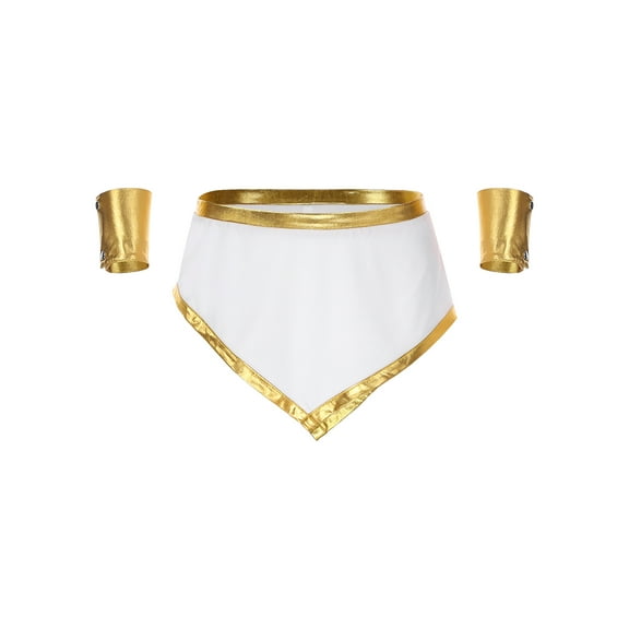 Zaldita Men's 3 Pieces Ancient Greek God Irregular Hem Skirt Gladiator Party Outfits Set White XL