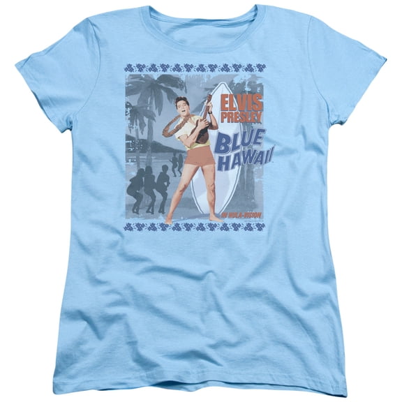 Elvis Presley Blue Hawaii Poster Women's T-Shirt Light Blue