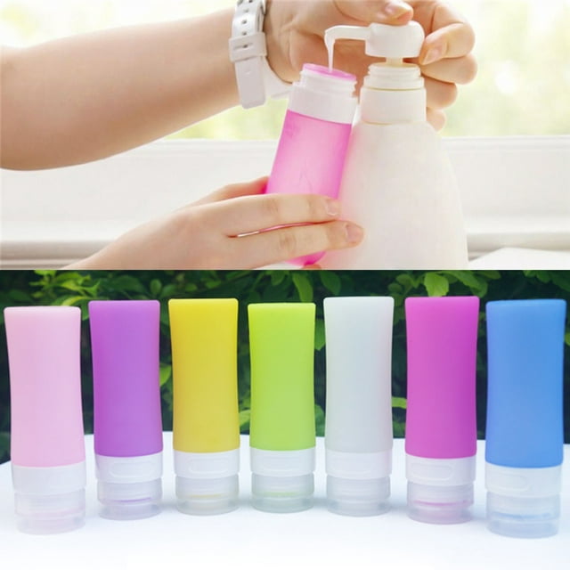 Cheers.US Portable Free Silicone Travel Container, Leakproof Squeeze Travel Tube Cream Jars with Bag, Toiletry Bottle Set for Cosmetic Shampoo Conditioner Lotion Liquids