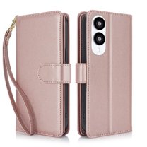 For Samsung Galaxy S25 Edge 5G 6.7" Wallet Case Leather Magnetic Flip Cover with Card Slots, RFID Blocking, Kickstand, Anti-Drop TPU & Detachable Wrist Strap,Rose Gold,For Galaxy S25 Edge 5G