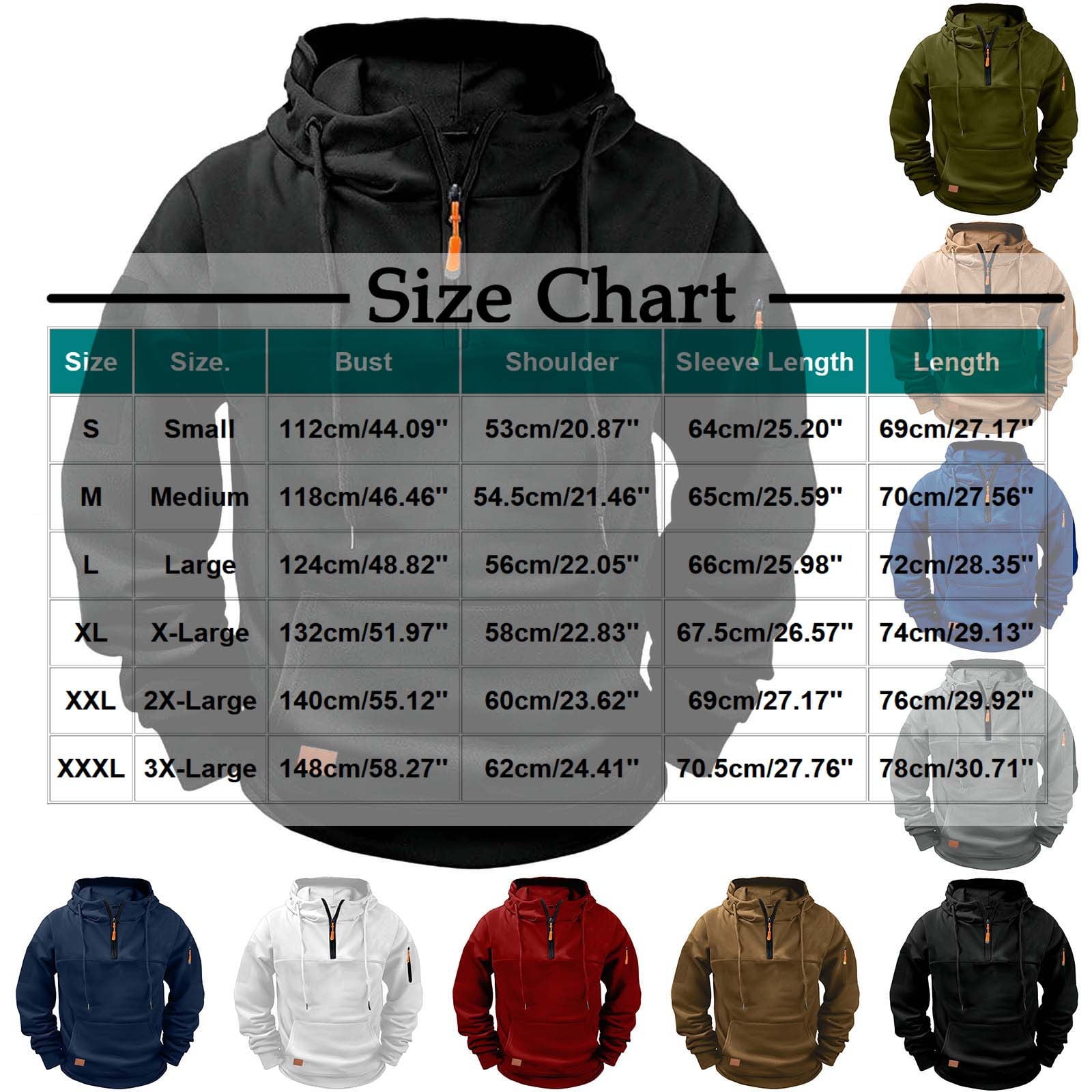 Paiwinds Men's Fleece Lined Work Hoodie, Winter Warm Hooded Sweatshirt with Multiple Pockets, Heavy Duty Cold Weather Pullover for Outdoor & Casual Use
