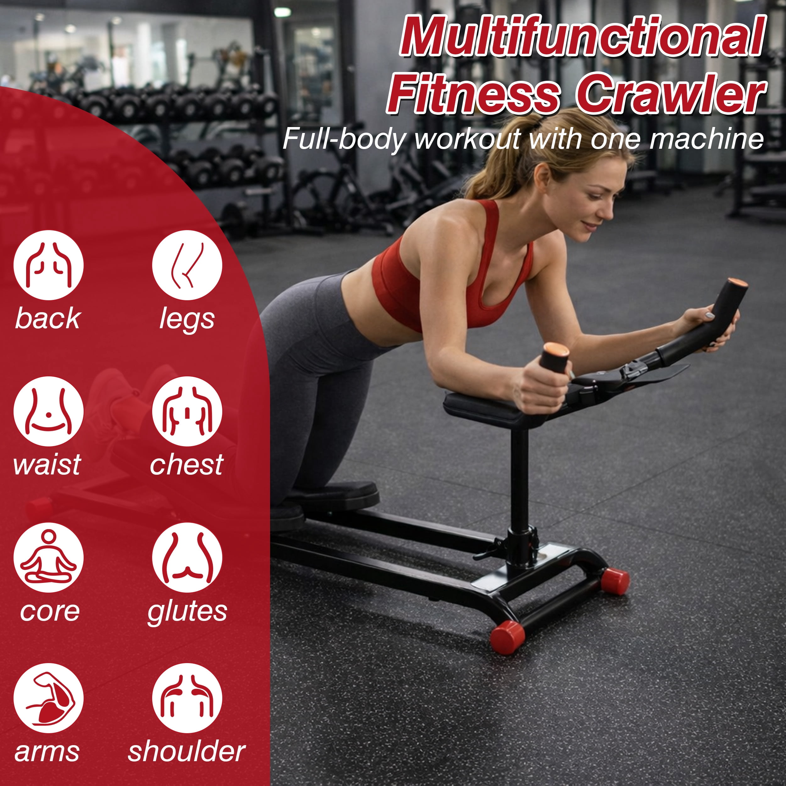 Primal Crawl & Spine Twist and Stretch Trainer – Full Body Low-Impact Cardio Machine with Adjustable Hand Grips, Knee Support & Steel Frame | Home Gym Equipment