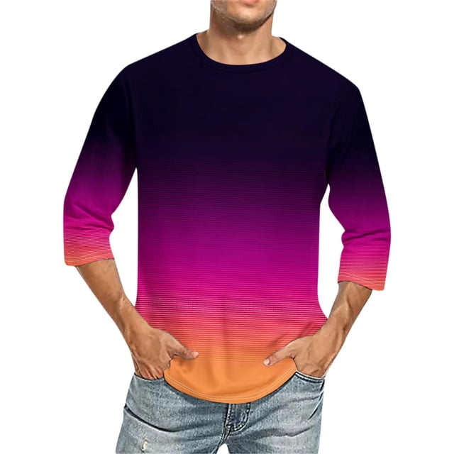 Chemises pour Hommes, Hommes Imprimé Col Rond Décontracté Mode Manches Courtes Blouses Col Rond Chemises