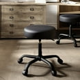 thumbnail image 5 of Amolife Round Rolling Stool PU Leather Height Adjustable Swivel Drafting, Fully Black, 5 of 6