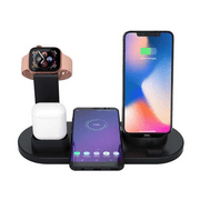 Mace Way 4 in 1 Wireless Charger Stand, 10W Portable Black Fast Charging Station DC 5v-1.5