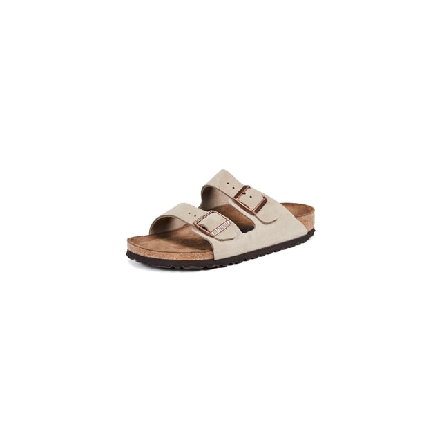 Zapatos Birkenstock Arizona Soft, plantilla suave, color topo, gamuza estrecha