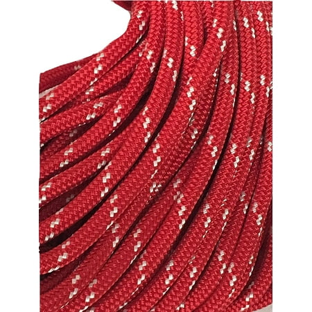 

3/8 Yacht Braid Double Braid Polyester Rope Red/White 100 ft