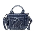 thumbnail image 1 of Bolso bandolera de mezclilla con cremallera. Bolso de mezclilla de moda para mujeres, ideal para el trabajo o citas. Azul, 1 of 9
