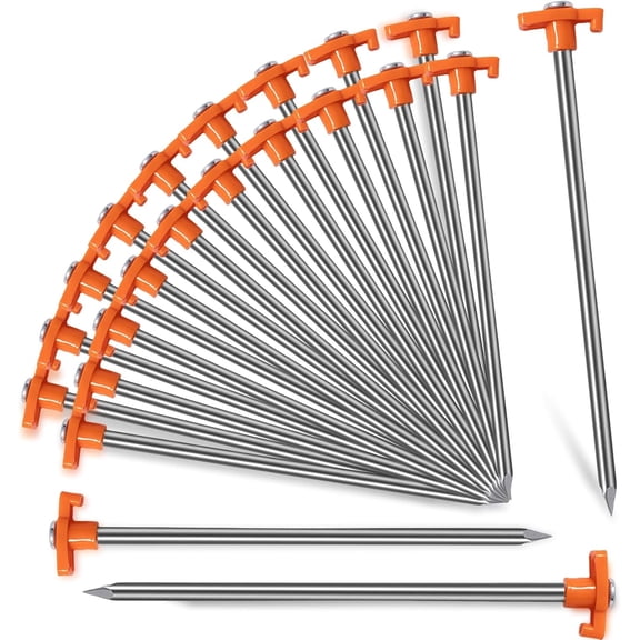 20 Pcs Tent Stakes, 10.25" Heavy Duty Galvanized Non-Rust Ground Stakes Metal Tent Pegs Ground Stakes Tent Spikes for Camping Patio, Garden,Outdoor